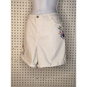 Women's Vintage America Blues Shorts Bright White Embroidered Size 14